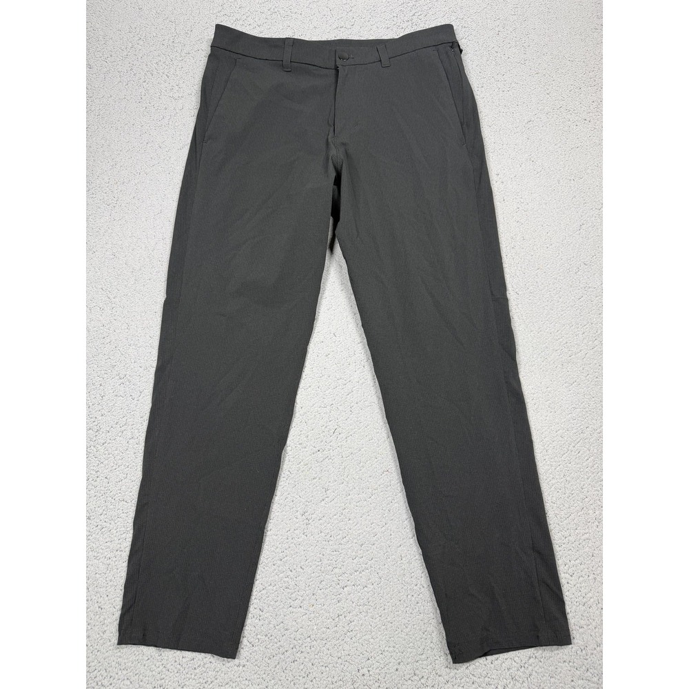 Lululemon Commission Pants Mens 33 Black Woven Khakis Tapered Zip Pocket Casual